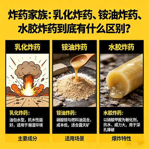 监利炸药家族：乳化炸药、铵油炸药、水胶炸药到底有什么区别？